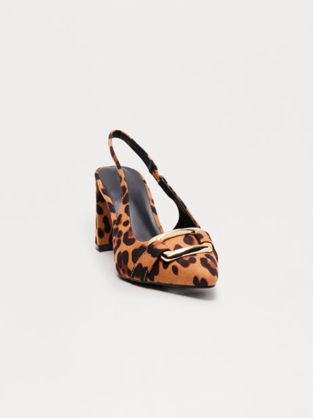 Leopard Print Slingback Block Heel Pumps